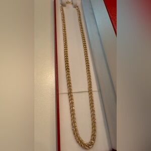 14k Petite Diamond Cuban Link Chain Choker Necklace Heavy